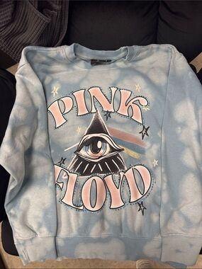 Pink Floyd Light Blue Kids Sweatshirt with Pastel Pink Logo